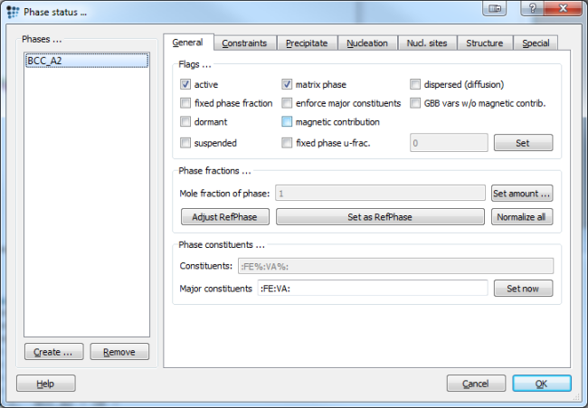  Magnetic contribution flag in phase status dialog