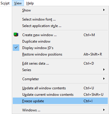  'Freeze update' menu entry
