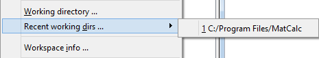  MatCalc working directory menu