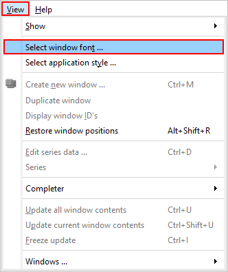 Menu: window font settings