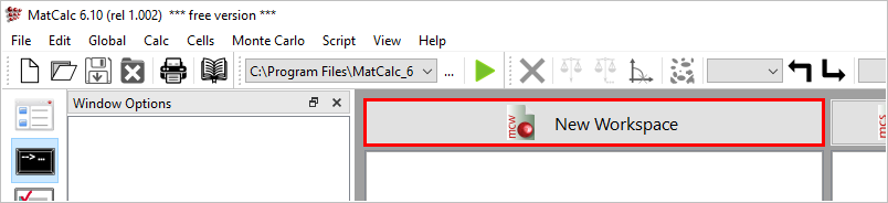  New workspace button