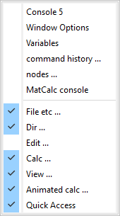  MatCalc Toolbarmenu