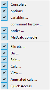  MatCalc Toolbarmenu