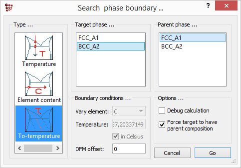  MatCalc search phase boundary