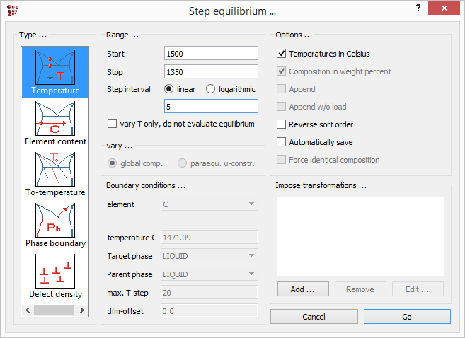  MatCalc step equilibrium