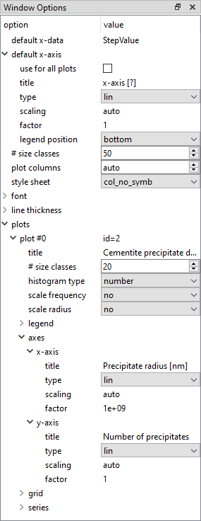  MatCalc options window