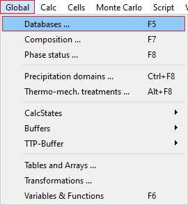 Open databases window