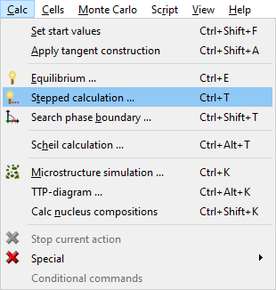  Open stepped calculation window 