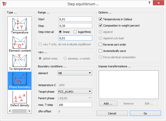  MatCalc step equilibrium