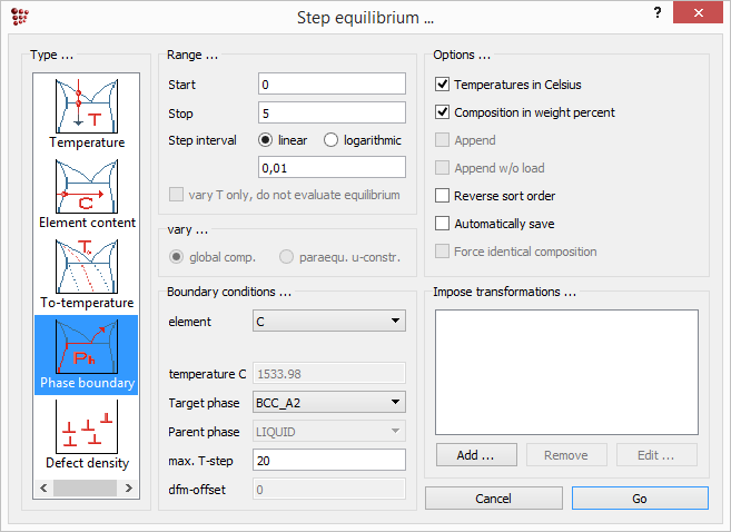  MatCalc step equilibrium