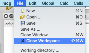  Menu: close workspace