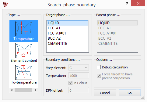  MatCalc search phase boundary
